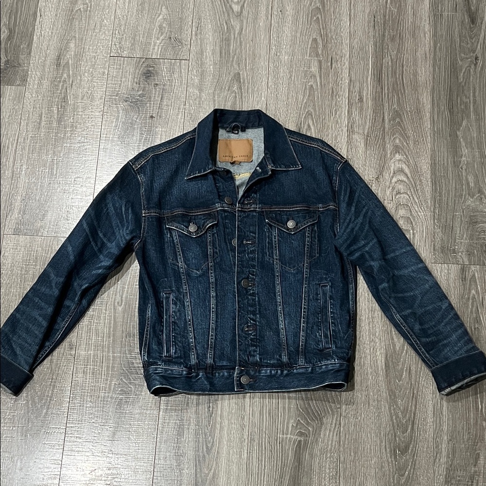 American Eagle Men's Denim Jacket - Dark Blue